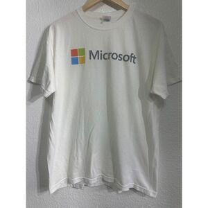 Microsoft Logo Graphic T-Shirt Mens White Short Sleeve Crew Neck Tech Tee